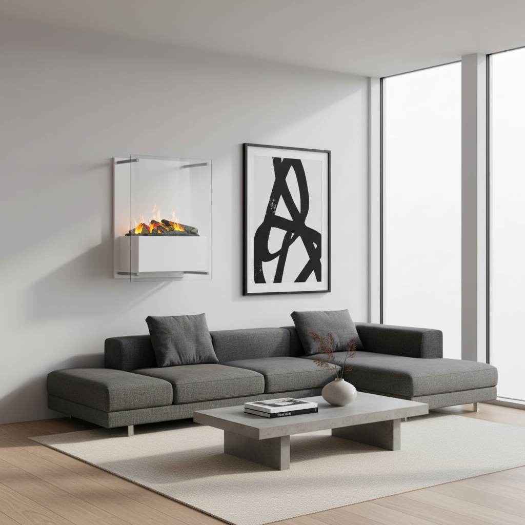 Yosemite Wall-Mounted Water Vapour Fireplace – White | ScandiFlames