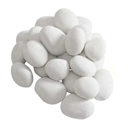 24 White Ceramic Pebbles for Bioethanol Fireplaces