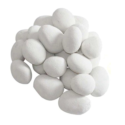 24 White Ceramic Pebbles for Bioethanol Fireplaces