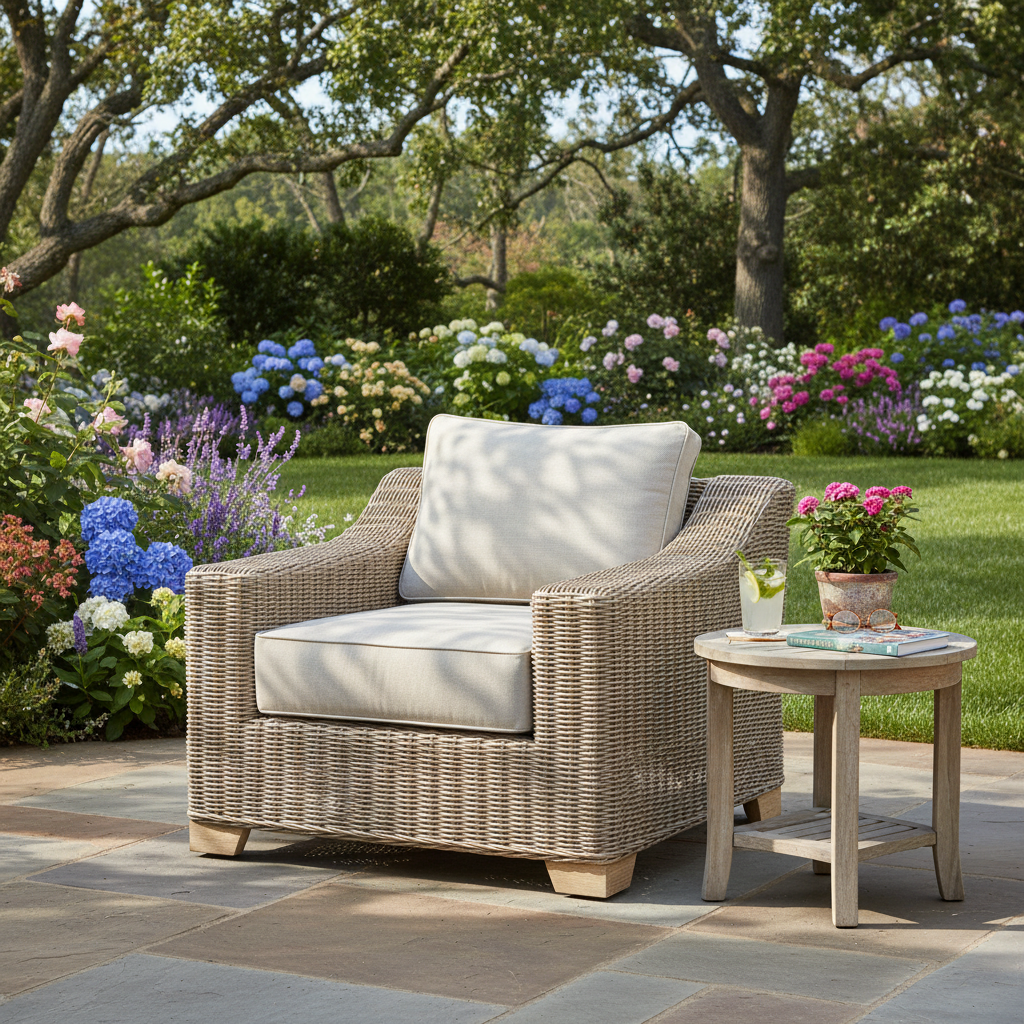 Capri Collection Outdoor Armchair – HDPE Wicker & Olefin Comfort