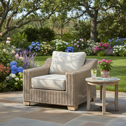 Capri Collection Outdoor Armchair – HDPE Wicker & Olefin Comfort