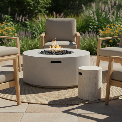 Happy Cocooning, Round Gas Bottle Enclosure, Composite - Travertine