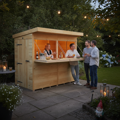 Madagascar 8ft x 4ft Timber Outdoor Bar – Garden Entertaining Hub