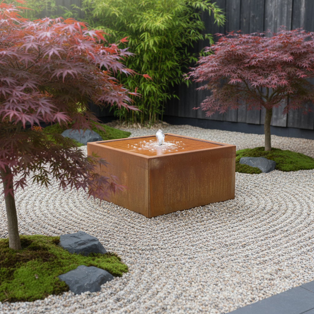 Corten Steel Square Water Table