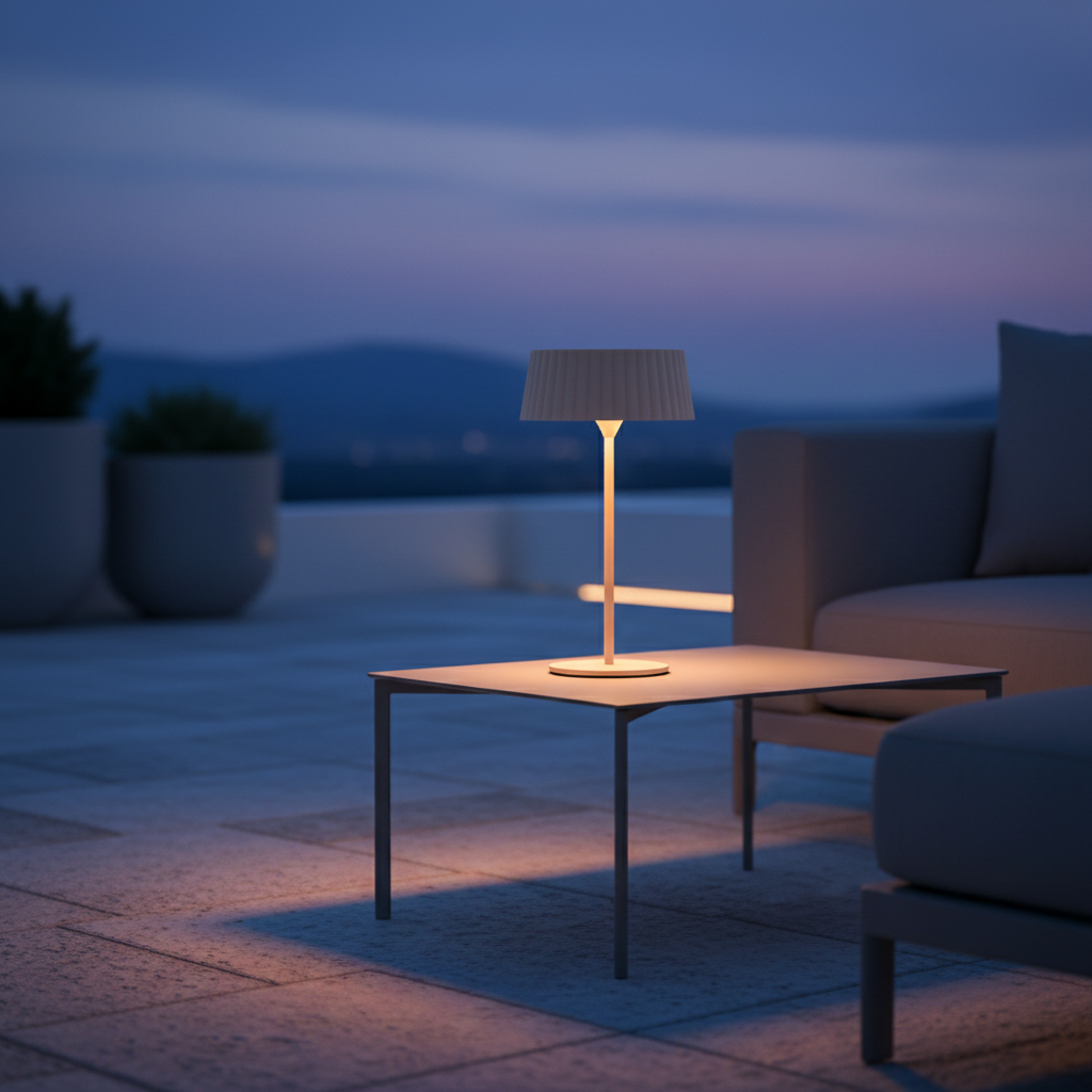 ZOLUNA JYP Solar Table Lamp Sand | Premium Heavy Outdoor Lamp with USB Charging